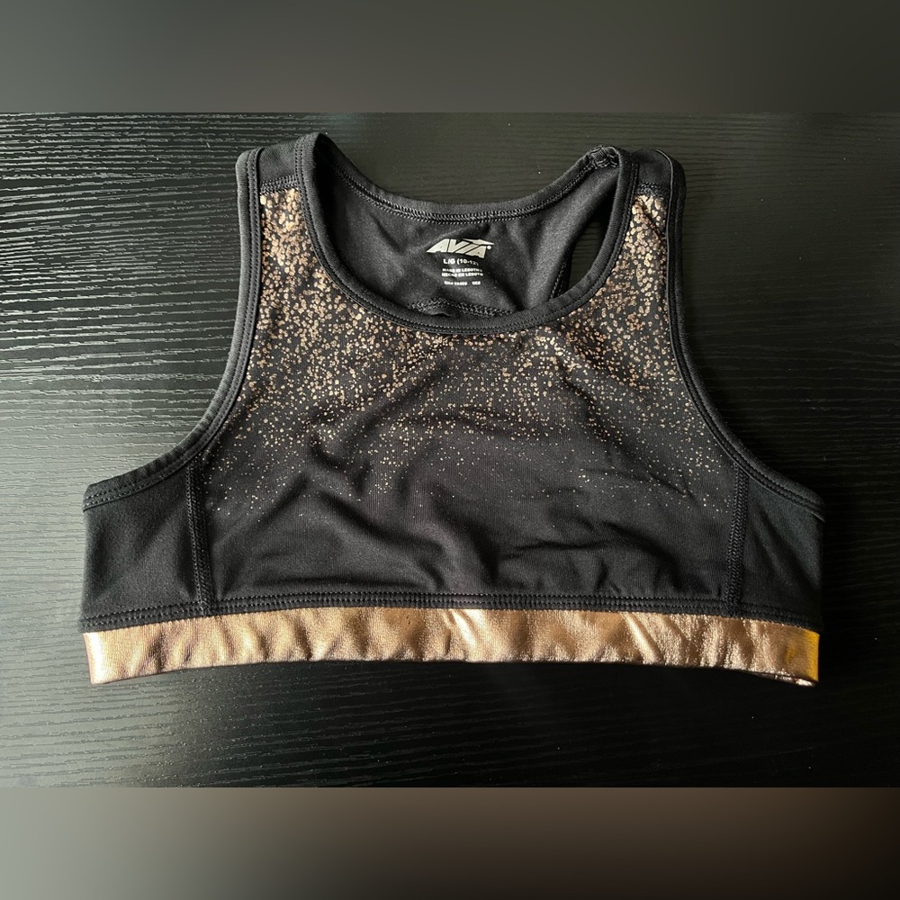Avia Kids Black and Gold Sparkle Sports Top